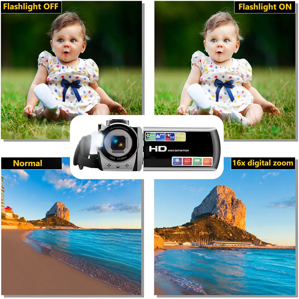 Видеокамера FHD 1080P 15FPS 24 м рекордер для Vlogging 3 0 дюймовый 16 кратный зум видеокамеры