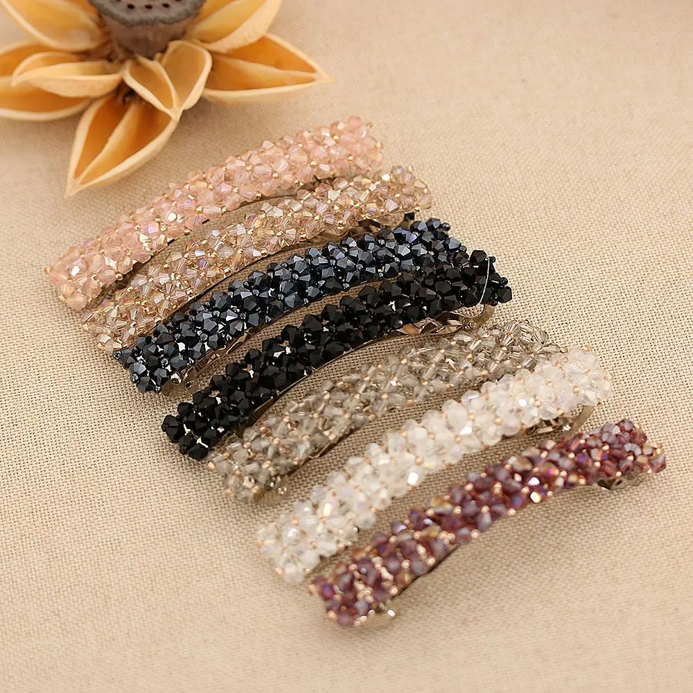 1Pcs Bling Crystal Hairpins Headwear for Women Girls Rhinestone Hair Clips Pins Barrette Styling Tools Accessories 7 Colors