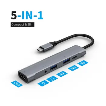 

USB 3.0 High Speed Ports Type-C 5 in 1 USB C Hub Type C to Multi USB 3.0 TF VGA HDMI Adapter RJ45 Network Card