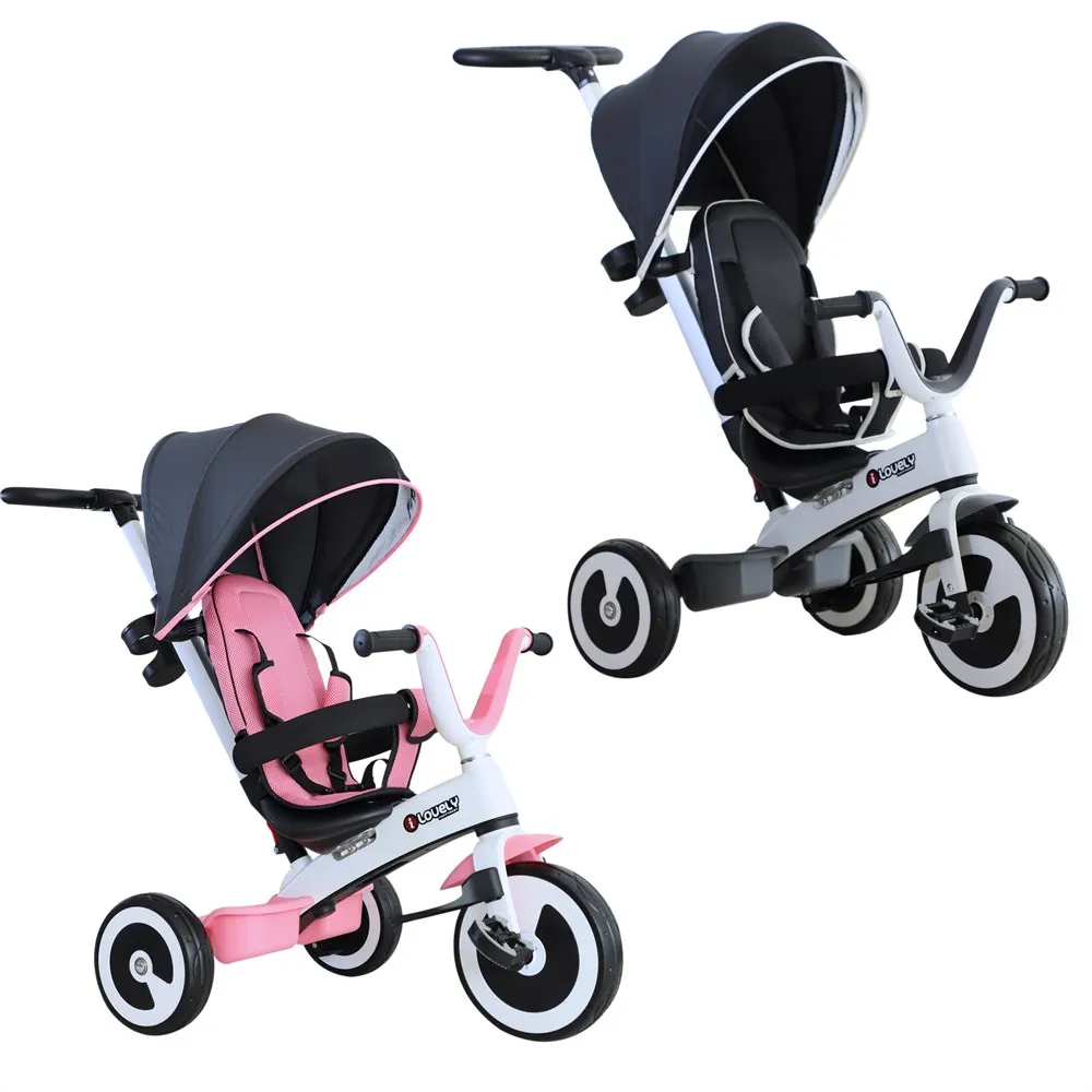 Compra HOMCOM Triciclo Bebé Plegable 4 en 1 Trolley Trike Bicicletas para Niños +18 Mes Evolutivo Capota Barra Desmontable Control Parental Juguete Aprendizaje wGKazZMk