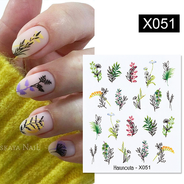1 Sheet Nail Water Decals Transfer Lavender Spring Flower Leaves Nail Art Stickers Nail Art Manicure DIY