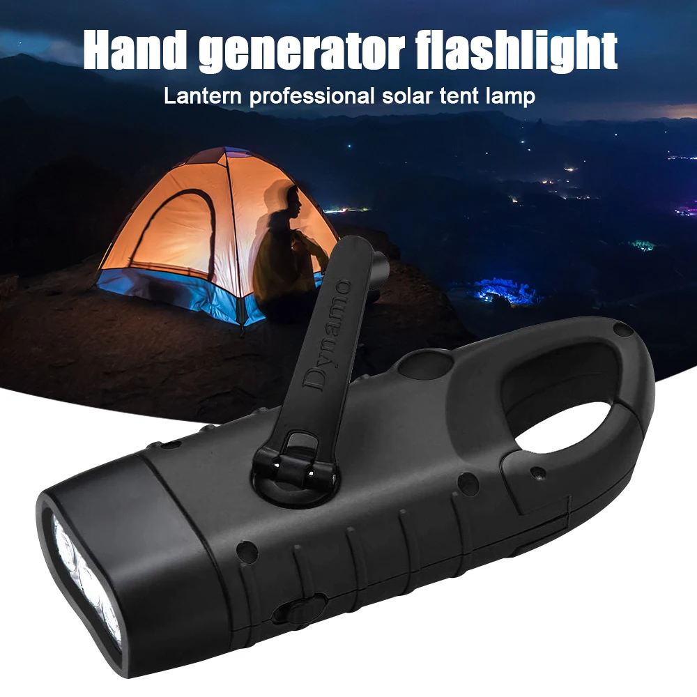 LED Flashlight Hand Crank Dynamo Solar Torch Lantern Rechargeable Emergency Portable Tent Light For Outdoor Camping Climb Hiking | Освещение
