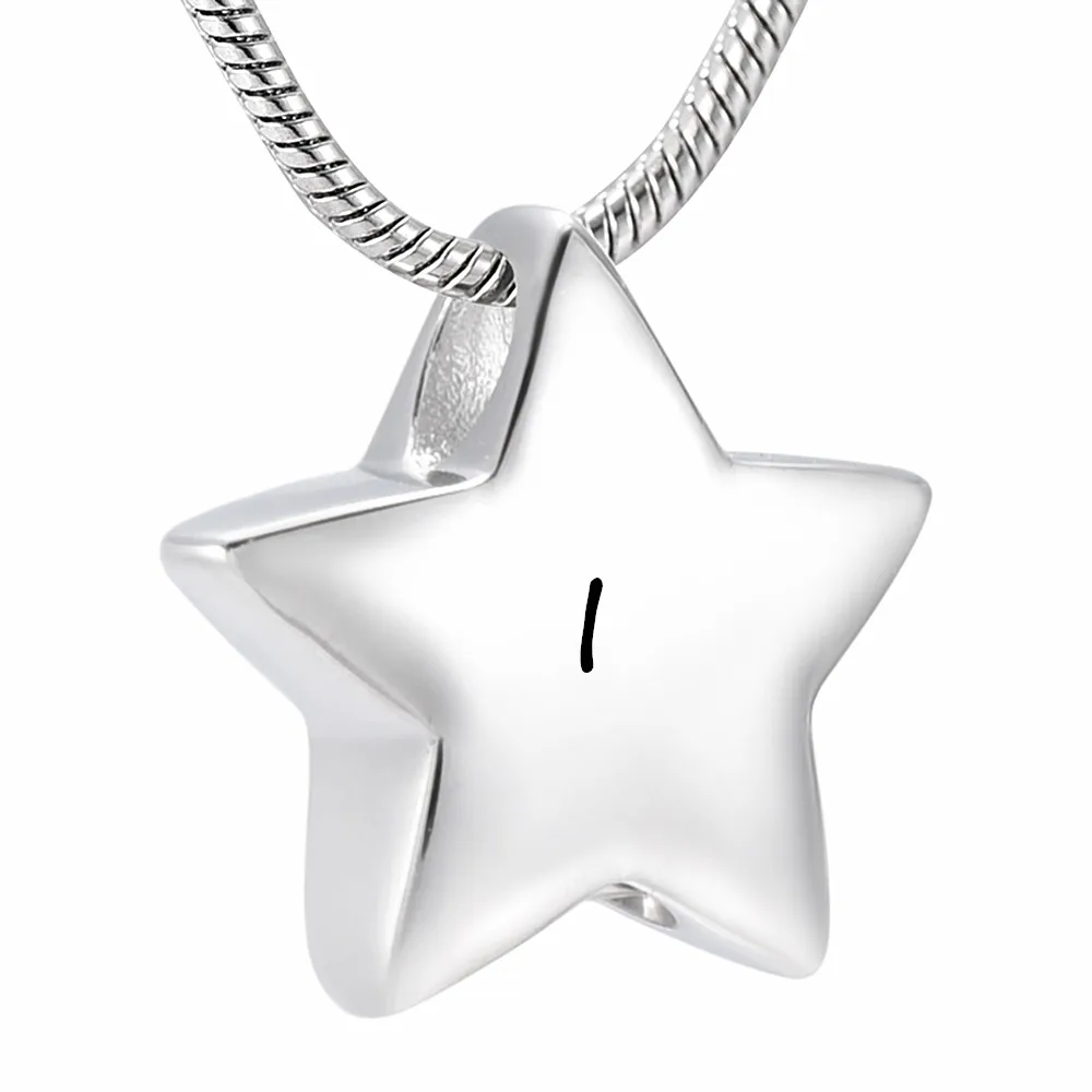LHP33 26 букв гравировка мини Звезда украшение медальон для праха hold Ashes из любимого человека в виде звезды из нержавеющей стали Мемориал урна кулон - Окраска металла: I