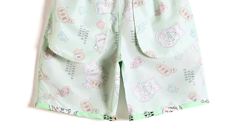 New Men’s Sexy Cartoon Cat Board shorts Floral fashion swimsuit liner Quick dry surfing joggers printed hawaiian bermudas mesh