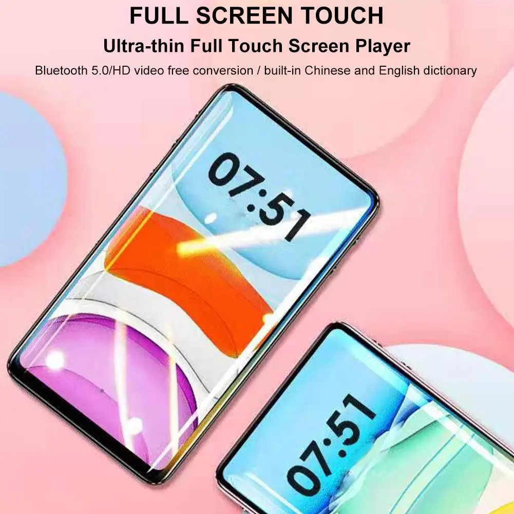 

Full Screen MP4 Player Sensitive Touch Screen Bluetooth 5.0 3.5mm USB2.0 With Earphone Storage Support TF Card C-98 MP5 Player