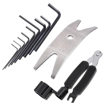 

SEWS-Guitar Multi Spanner Wrench + 9Pcs Guitar Bass Neck Bridge Screw + 3 in 1 Guitar Peg String Winder Guitar Repair Tool