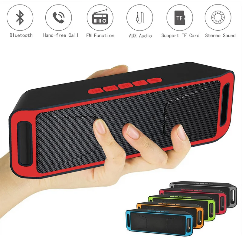SC208 Portable Outdoor Column Wireless Bluetooth Speaker Dual Horn Bass Subwoofer AUX TF Card U Disk Loudspeaker For PC Phone