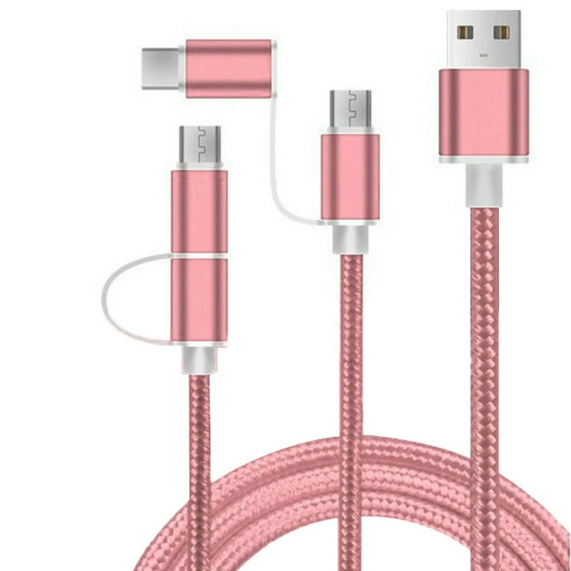 Кабель 2 в 1 Micro USB с нейлоновой оплеткой для быстрой зарядки и синхронизации