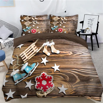 

Wood Stripes Print Bedding set Christmas Bedroom Home Textile Duvet Cover set Single/Double Bedding set Customizable