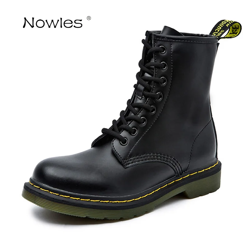 

Black Boots 8-holes Knight boots Motorcycle boots size 35-40 Women Shoes Fashion Boots Cow Leather Ladies Shoes Women's Boots