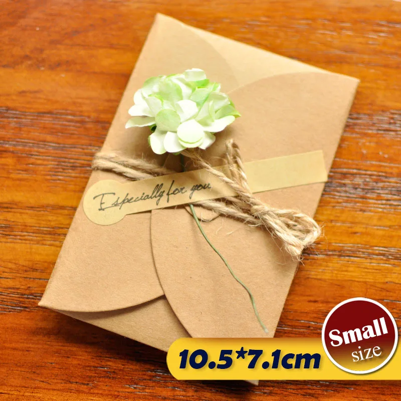 Small-c3-12pcs 12 шт Свадебные цветы пригласительные карты Крафт-бумага конверт высушенный цветок карман приглашения для вечеринки и свадебный подарок - Цвет: Small-c3-12pcs