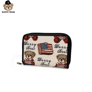 

Danny Bear Bear Series Short Style Zipper Wallet Vintage Coin Purse Bear Flag Logo Card Holder DBWB162012