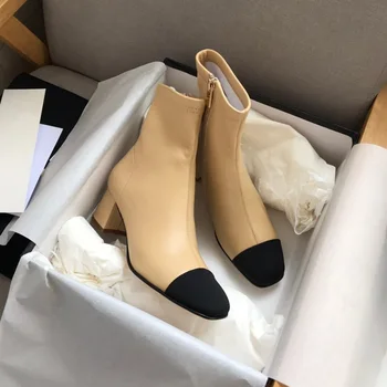 

Chunky-Heel in Boots Female 2020 New round Elastic Dr. Martens Boots Online Influencer Wild High Heel Boots