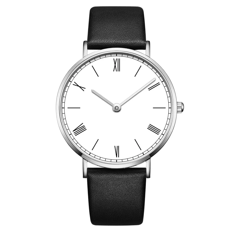 Leather-White Мужские часы, люксовый бренд, минималистичные наручные часы, водонепроницаемые мужские часы с черной сеткой из нержавеющей стали, аналог 40 мм, Relogio Masculino - Цвет: Leather-White