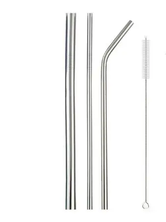 

Customize 100 Metal Silver Straw Set