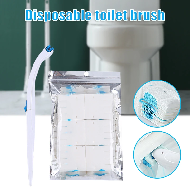 Disposable Toilet Brush Set With 12 Refills Flushable Toilet Cleaning