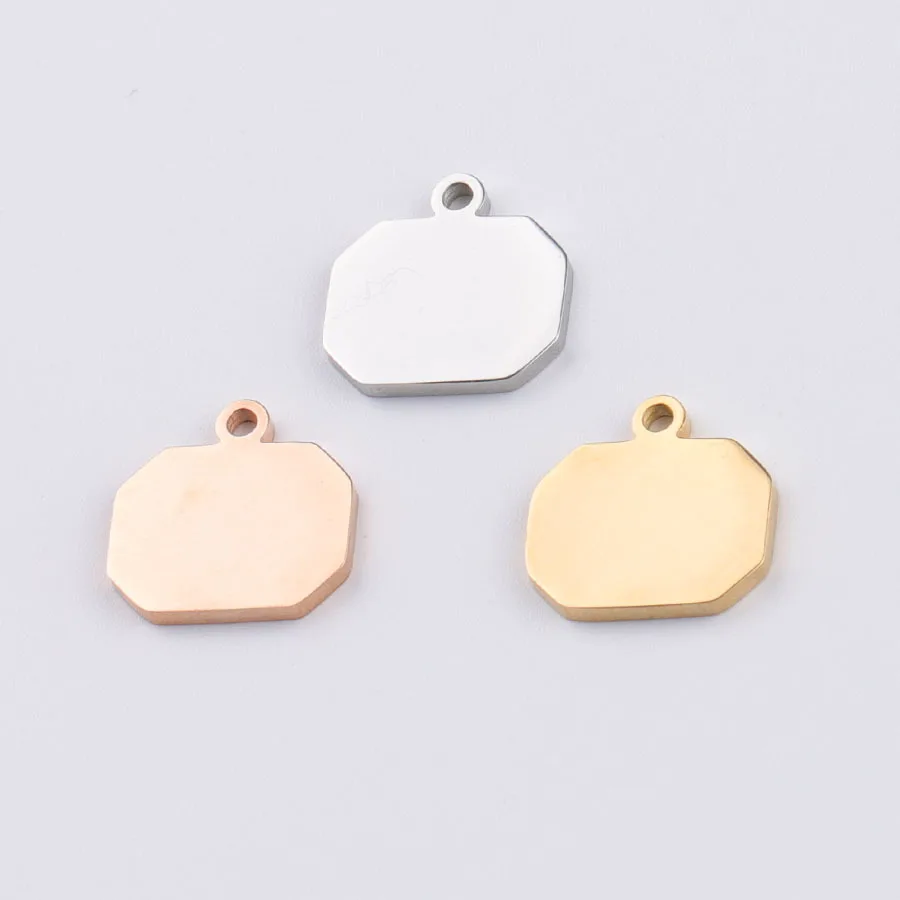 Silver Rose Gold Stainless Steel Rectangle Pendant Charm for Stamping Engraving DIY Supplies 1800418 | Украшения и аксессуары