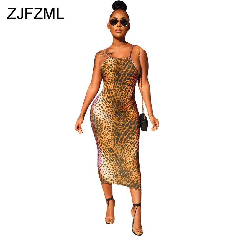

Sexy Spaghetti Strap Leopard Bandage Dress Women Cross Backless Skinny Sexy Club Dresses Summer High Waist Plus Size Maxi Dress