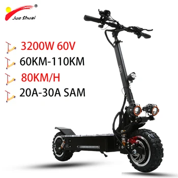 

60V 3200W 11"New Style Electric Scooter 26A 30A Samsung Lithium Battery 110KM Scooter Aluminum Alloy patinete electrico adulto