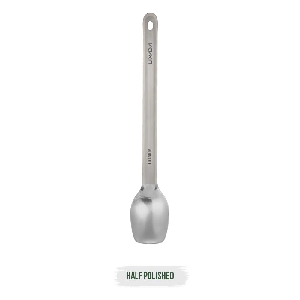 Lixada Titanium Long Handle Spoon Outdoor Portable Dinner Spoon Cutlery Camping Backpacking Picnic Outdoor Tools - Цвет: half polished