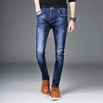 

Men Slim Casual Jeans High Quality Men Elastic Jeans Pencil Pants Straight Slim Men Brand High Quality Male Pants