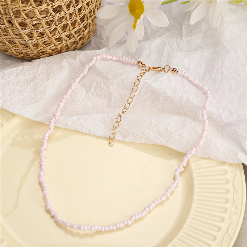 2021 New Lovely Daisy Flower Colorful Beads Pearl Clavicle Choker Necklace for Women Girls Spring Summer Jewelry Wholesale 
