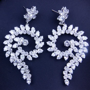 

StoneFans Luxury Dubai Drop Long Dangle Wedding Earrings for Brides Zircon Jewelry Party Indian Bride Fashion Ear Accessories