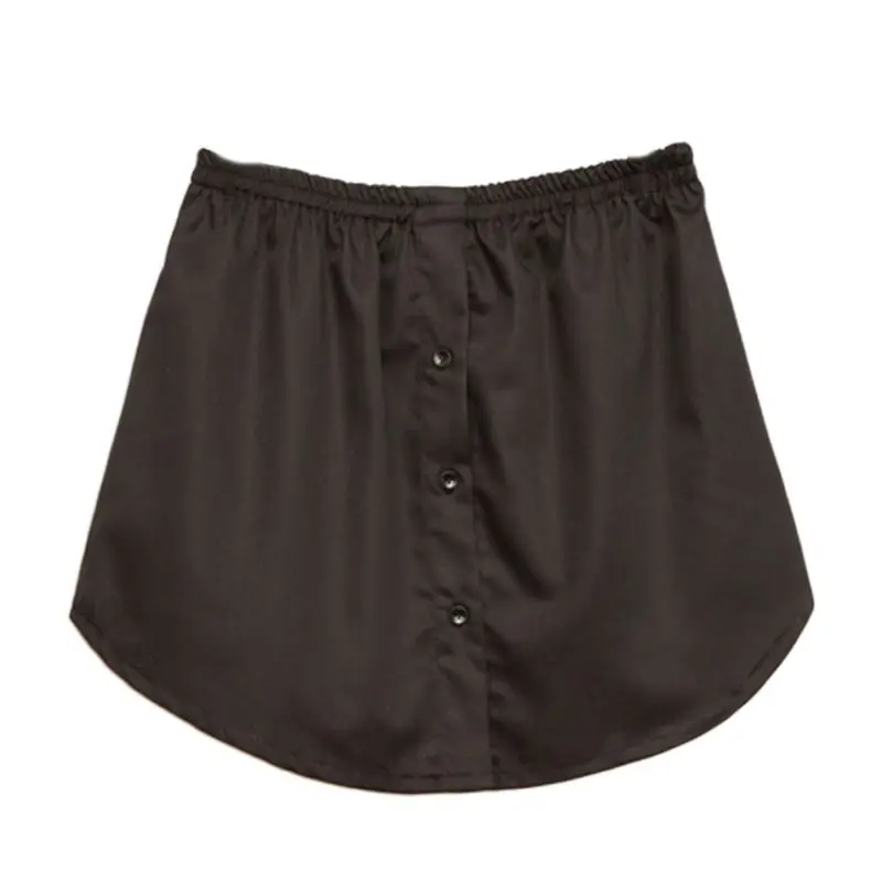 Женская Расклешенная изогнутая фальшивая юбка на пуговицах с отстегивающейся талией AXYD - Цвет: Черный