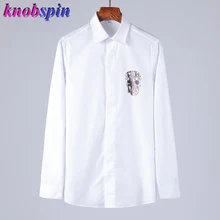 Рубашка из чистого хлопка для мужчин,, длинный рукав, тонкая, Chemise homme, однотонная, брендовая, деловая, мужская, рубашка, плюс размер, черно-белая одежда