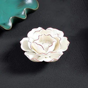 

Incense Stick Holder, Ceramic Incense Burner - Retro Lotus Flower Incense Holder 7.3 Inches Wide to Catch More Ashes