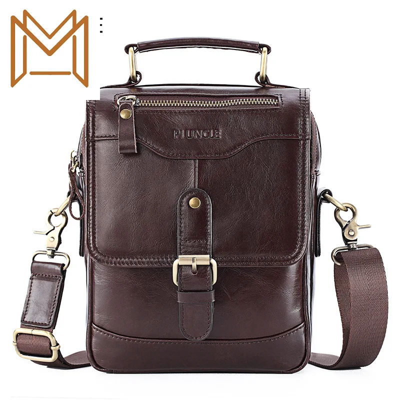

Skin Genuine Leather Man Single Shoulder Satchel More Function Portable Layer Cowhide Leisure