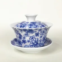 150 мл голубой и белый фарфор Gaiwan цветочный узор SanCai чайная чаша керамическая чайная чашка и блюдце набор Китайский чайная супница