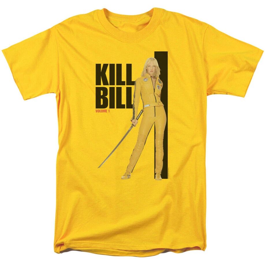 Kill Bill Yellow Suit Poster Licensed Adult T-Shirt Festive tee shirt | Мужская одежда