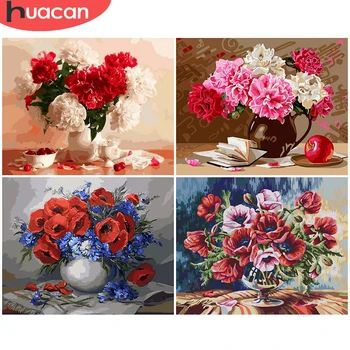 

HUACAN DIY Pictures By Number Kits Flowers Drawing On Canvas Painting By Numbers Flower Hand Painted Paintings Gift Home Decor