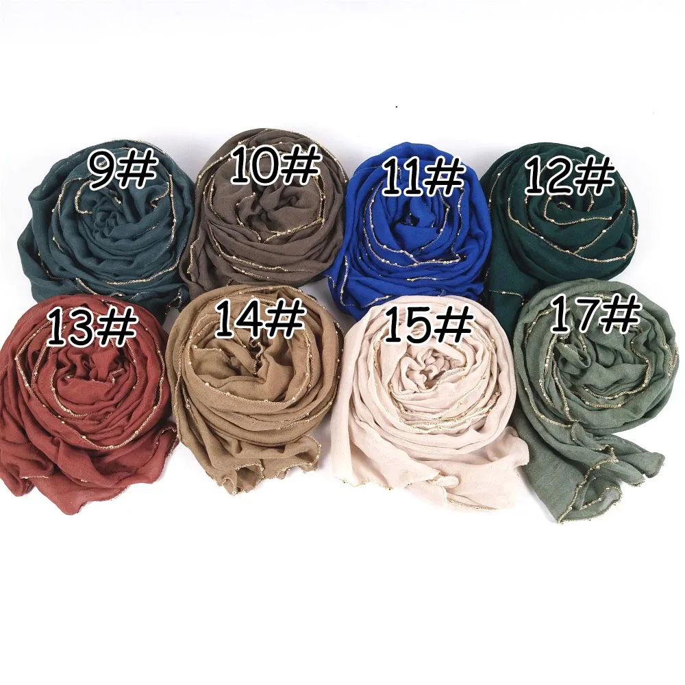 D3 10 шт. Высококачественная золотая цепочка visose хиджаб шарф платок мусульманский шарф-лента/шарфы можно выбрать цвета