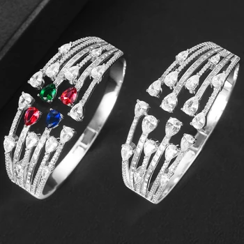 

missvikki Gorgeous Shiny Stackable Bangle Cuff For Women Bridal Wedding Cubic Zircon Crystal CZ Daily Party Bracelet Jewelry