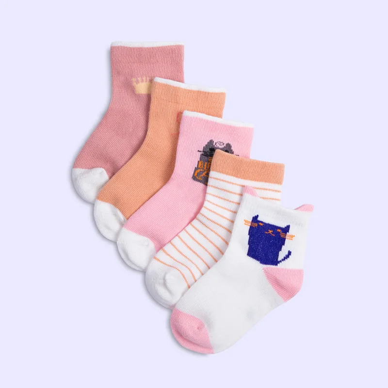 Oeak/5 пар/лот; носки для малышей; милые хлопковые носки для малышей с героями мультфильмов; носки для мальчиков и девочек; носки для малышей; сезон осень - Цвет: 5