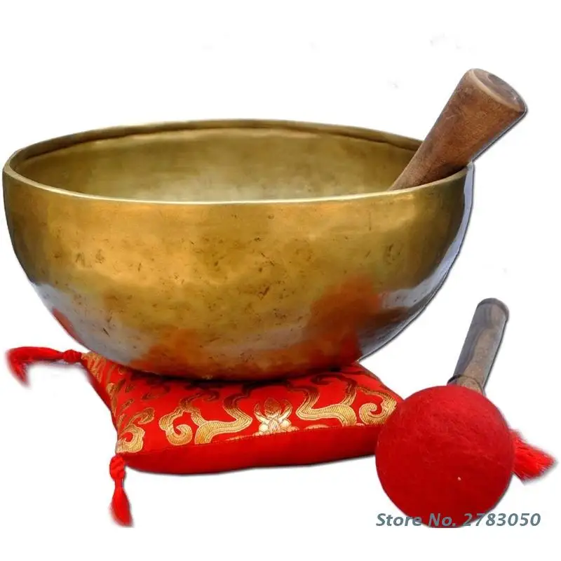 Tibetan Singing Bowl Mallet Meditation Buddhist Handmade Wool Felt Hammer with Wood Handle Red 23cm/28cm