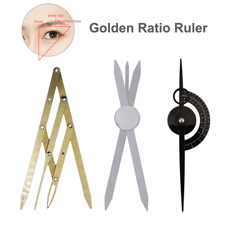 3pcs Microblading Eyebrow Golden Ratio Ruler Permanent Makeup Tattoo Stainless Steel Compass Position/Measuring Tool PMU Supply