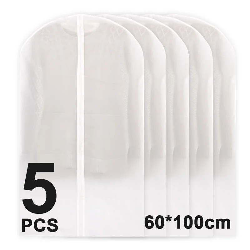 5PCS 60x100cm TAILI сумки для одежды дышащий подвесной Чехол Набор из 5 легких сумок пылезащитные и моющиеся для путешествий и хранения одежды - Цвет: 5PCS 60x100cm