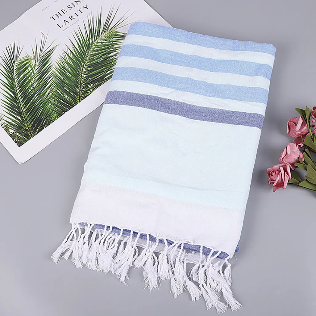 Turkish Cotton Fringed Beach Towel Thick Striped Cotton LinenTowel Lady Bath Shower Cap hat Bathroom Accessiories Dropshipping/C