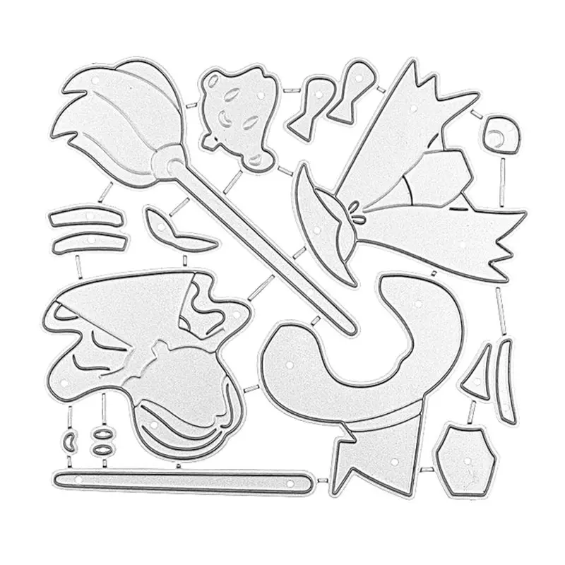 Хэллоуин колдунья метла металлические Вырубные штампы Трафаретный Скрапбукинг