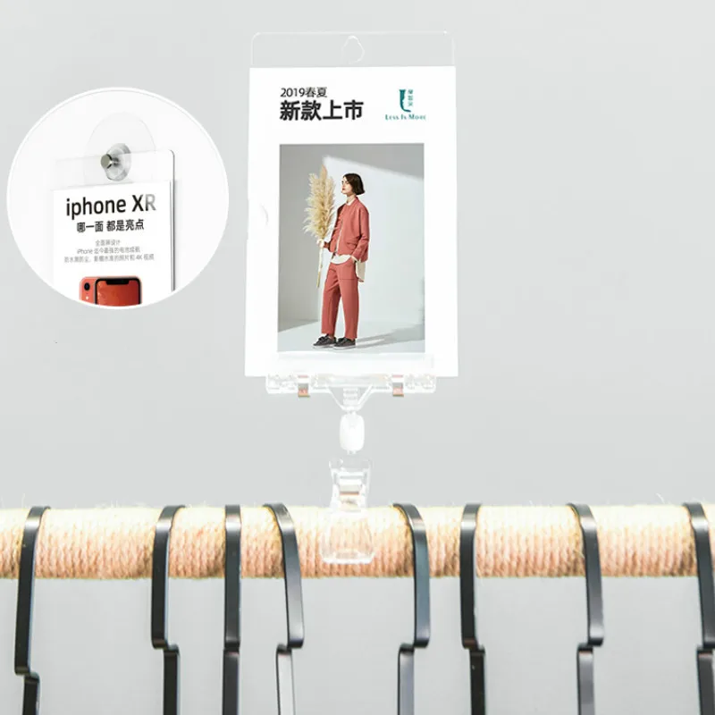 

POP Plexiglass Sign Holder Sleeve Shelf Edge Price Tag Hanger Label Holder Frame