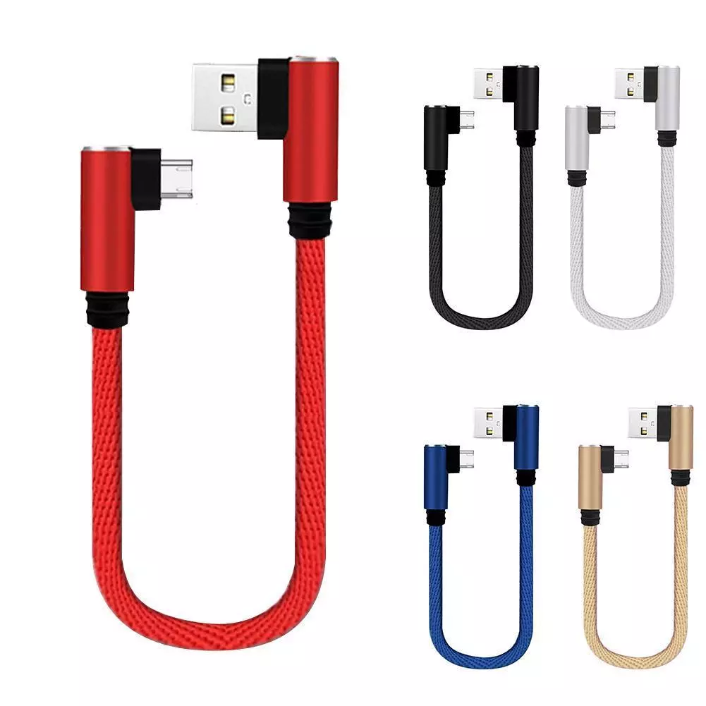 0.25M 90 Degree USB Data Charger Cable for Smart Phone Tablet Type C Micro USB For Samsung Huawei Xiaomi Phone Short Cord Charge