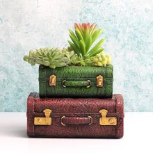 Винтажный смоляный чемодан плантатор суккулентный цветочный горшок ящик для хранения дома садовые украшения бонсай горшок прямо с фабрики