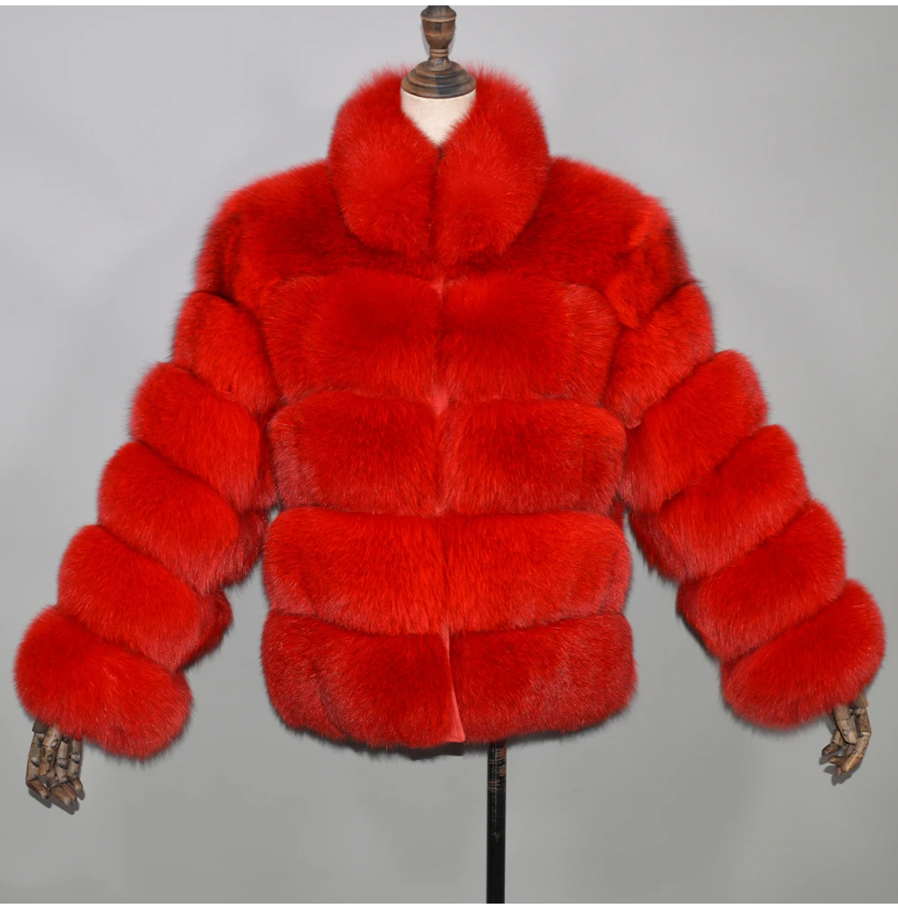 Стиль, женская зимняя Толстая теплая шуба из натурального Лисьего меха, шуба из натурального Лисьего меха, куртка высокого качества с большим воротником, шуба из натурального Лисьего меха