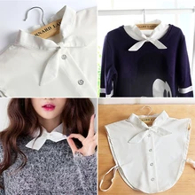 Прямая поставка и женское однотонное ожерелье-чокер с бантом и отстегивающимся отворотом рубашка Поддельный Воротник 8 октября