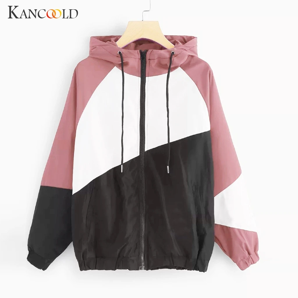 KANCOOLD пальто женское с длинным рукавом лоскутные тонкие облегающие костюмы с капюшоном спортивное пальто на молнии повседневные новые женские пальто и куртки 2019JUL29