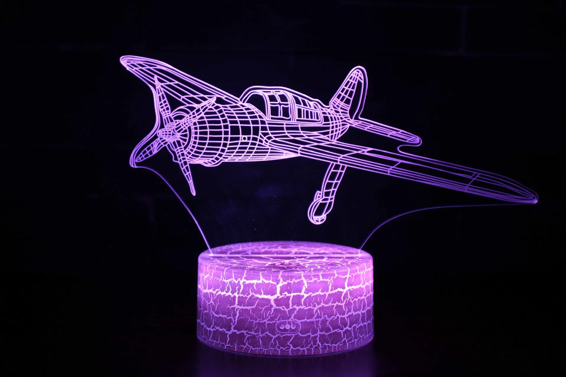 Led lâmpada de mesa 3d ilusão avião