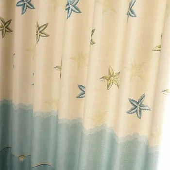 

Korean Style Simple Curtains for Living Room Bedroom Cartoon Sea Stars Digital Printing Curtains Finished Product Customization